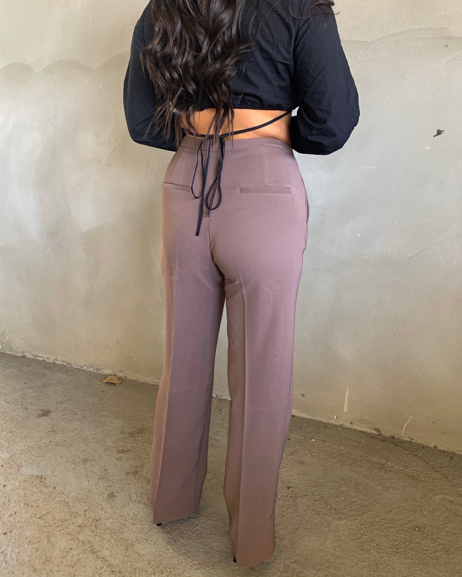 Women’s Brown  Wide Fit Stretchy Trouser Pants 